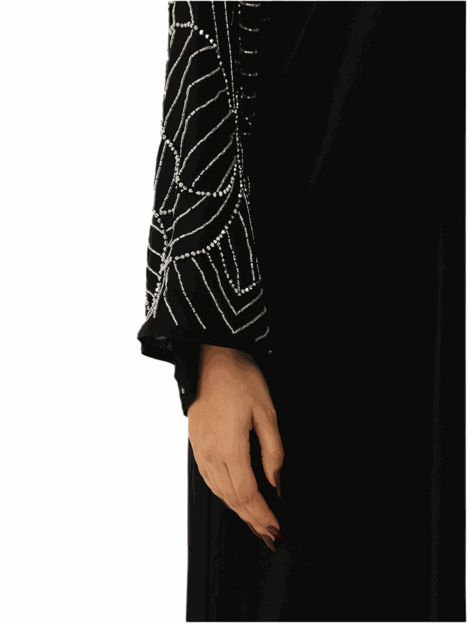 Silver Beaded Leaf Sleeve